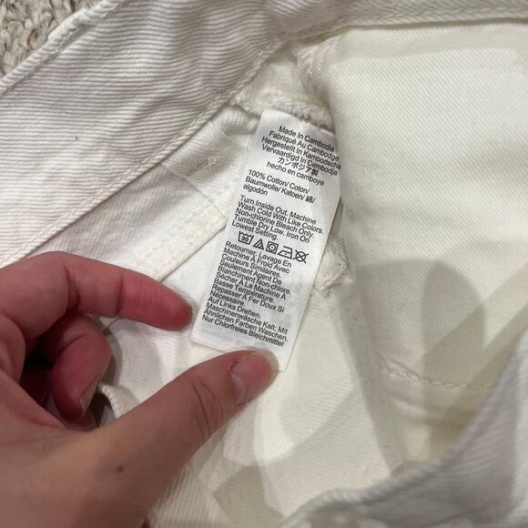 NWT Madewell Pieced Barrel Leg Jeans Sz 24 Petite White Raw Hem Denim Casual - Picture 8 of 8